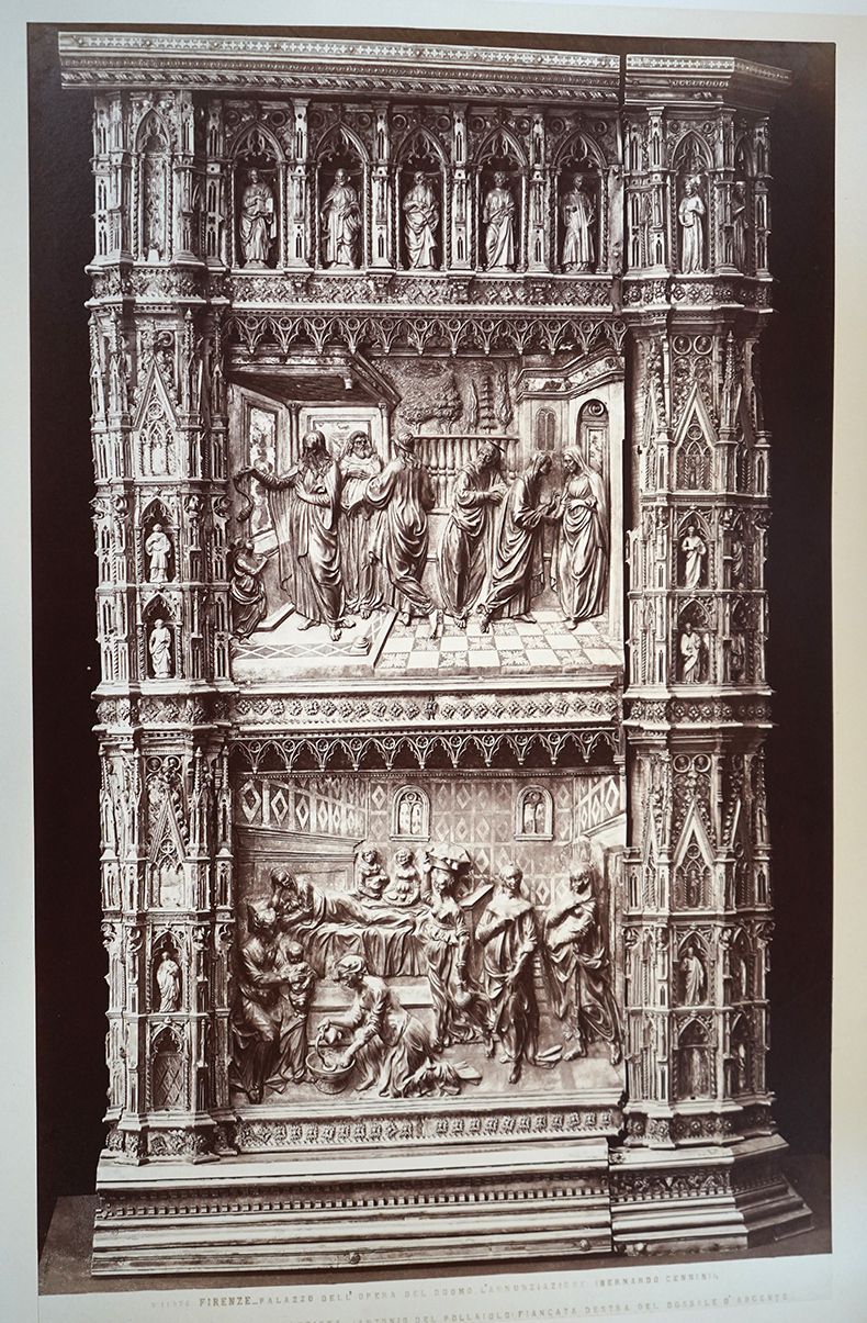 Palazzo dell'Opera del Duomo, Florence. L'annunciazione [Bernardo Cennini] e la nascita di S. Giovanni Battista [Antonio del Pollaiolo], Fiancata destra del dossale d'argento (Palace of the Board of Works of the Cathedral, Florence. The Annunciation [Bernardo Cennini] and the Birth of Saint John the Baptist